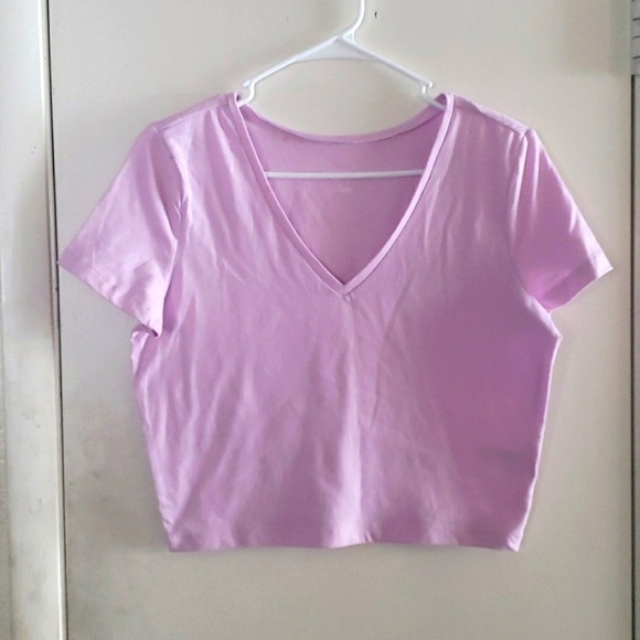 Wild Fable V-neck Cap Sleeve Crop Top in Purple Size XL - Picture 4 of 8